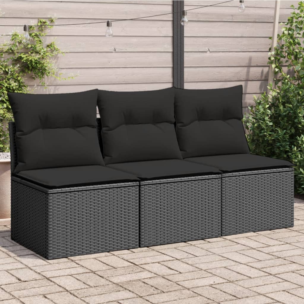 Gartensofa Mit Kissen 3-Sitzer Poly Rattan