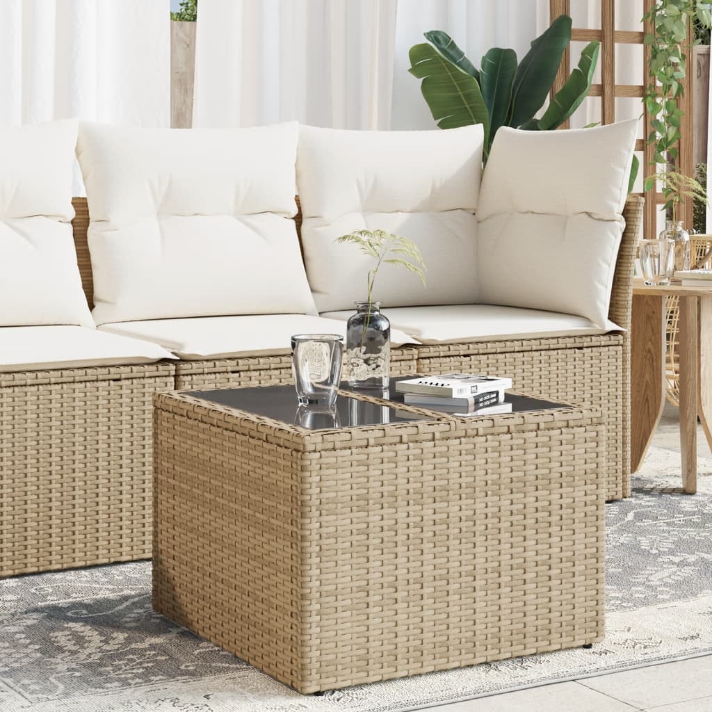 Gartentisch Mit Glasplatte 55X55X37 Cm Poly Rattan