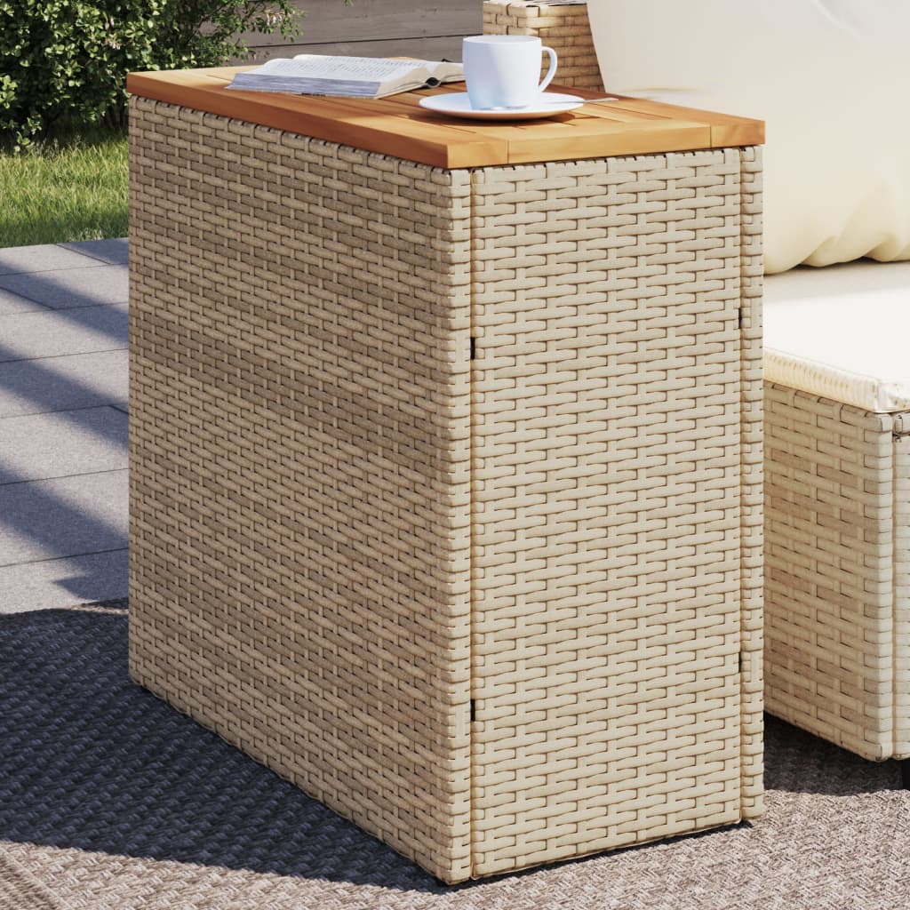 Garten-Beistelltisch Mit Glasplatte 58X27,5X55 Cm Poly Rattan