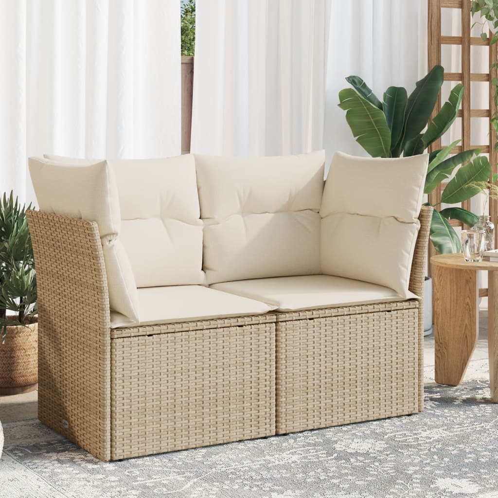 Gartensofa Mit Kissen 3-Sitzer Poly Rattan