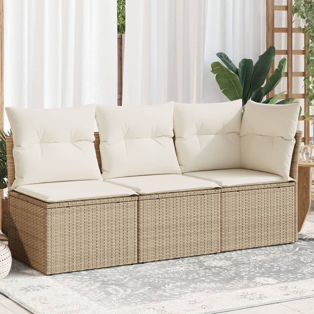 Gartensofa Mit Kissen 3-Sitzer Poly Rattan