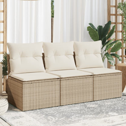 Gartensofa Mit Kissen 3-Sitzer Poly Rattan