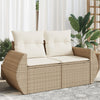 Gartensofa Mit Kissen 2-Sitzer Hell Poly Rattan