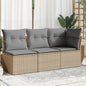 Gartensofa Mit Kissen 3-Sitzer Poly Rattan