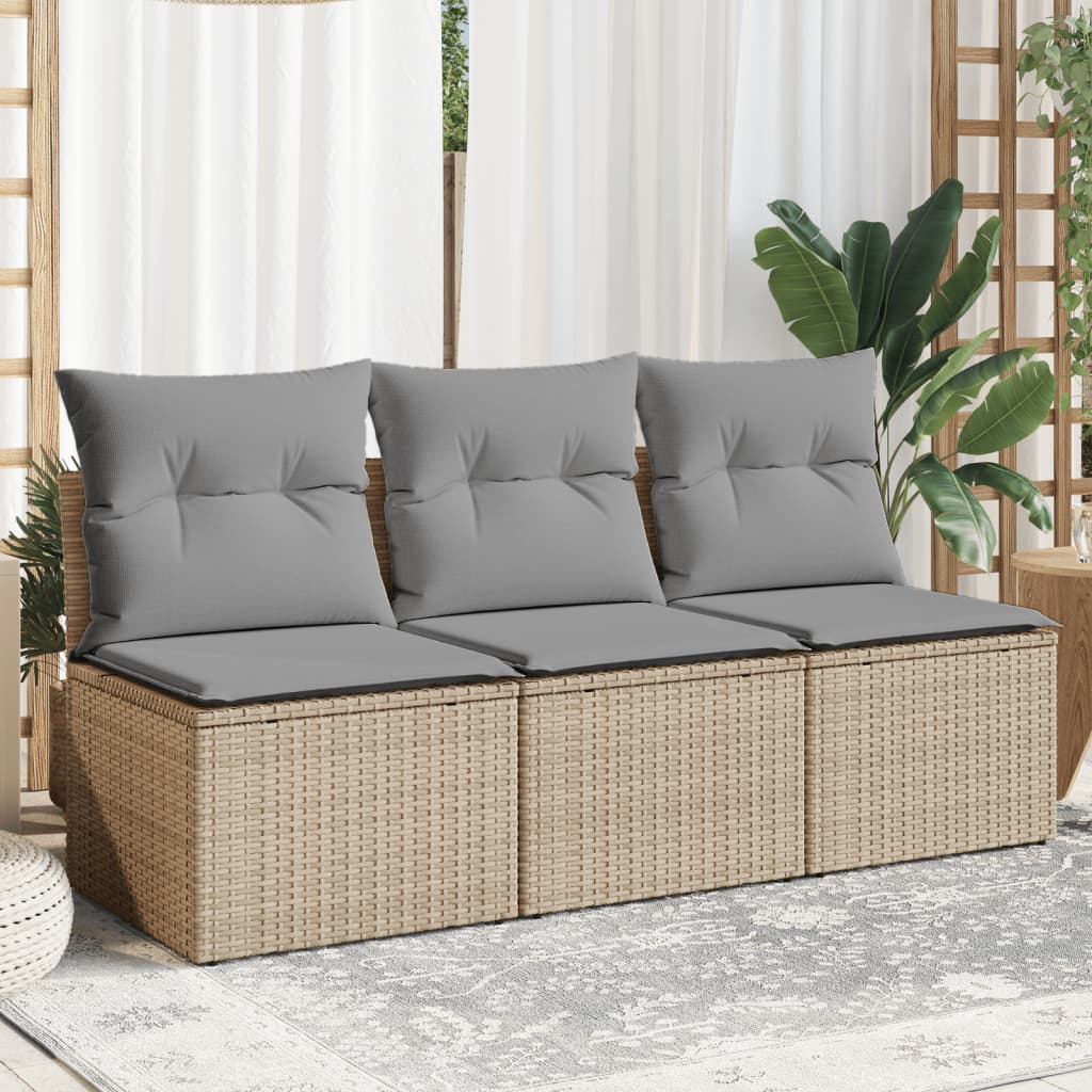 Gartensofa Mit Kissen 3-Sitzer Poly Rattan