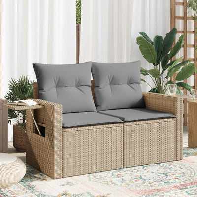 Gartensofa Mit Kissen 2-Sitzer Poly Rattan