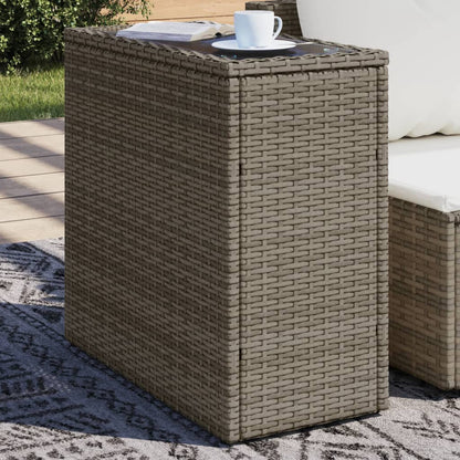 Garten-Beistelltisch Mit Glasplatte 58X27,5X55 Cm Poly Rattan