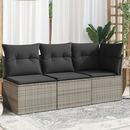 Gartensofa Mit Kissen 3-Sitzer Poly Rattan