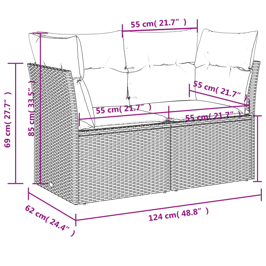 Gartensofa Mit Kissen Poly Rattan