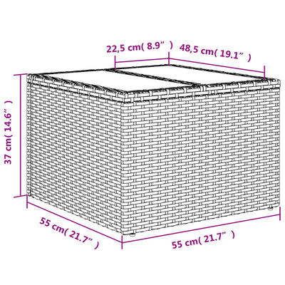 Gartentisch Mit Glasplatte 55X55X37 Cm Poly Rattan