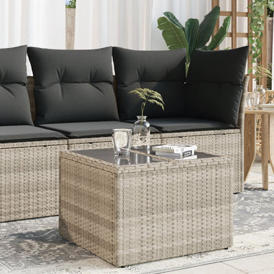 Gartentisch Mit Glasplatte 55X55X37 Cm Poly Rattan