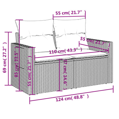 Gartensofa Mit Kissen 2-Sitzer Poly Rattan