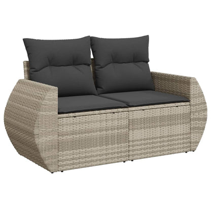 Gartensofa Mit Kissen 2-Sitzer Hell Poly Rattan