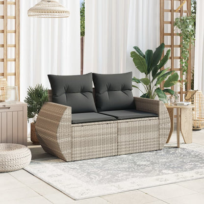 Gartensofa Mit Kissen 2-Sitzer Hell Poly Rattan