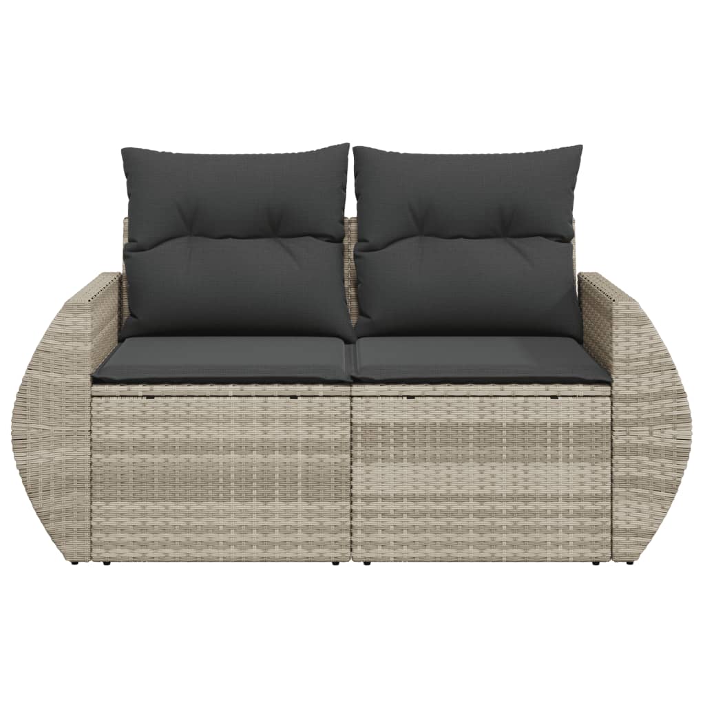 Gartensofa Mit Kissen 2-Sitzer Hell Poly Rattan