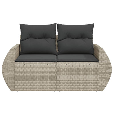 Gartensofa Mit Kissen 2-Sitzer Hell Poly Rattan