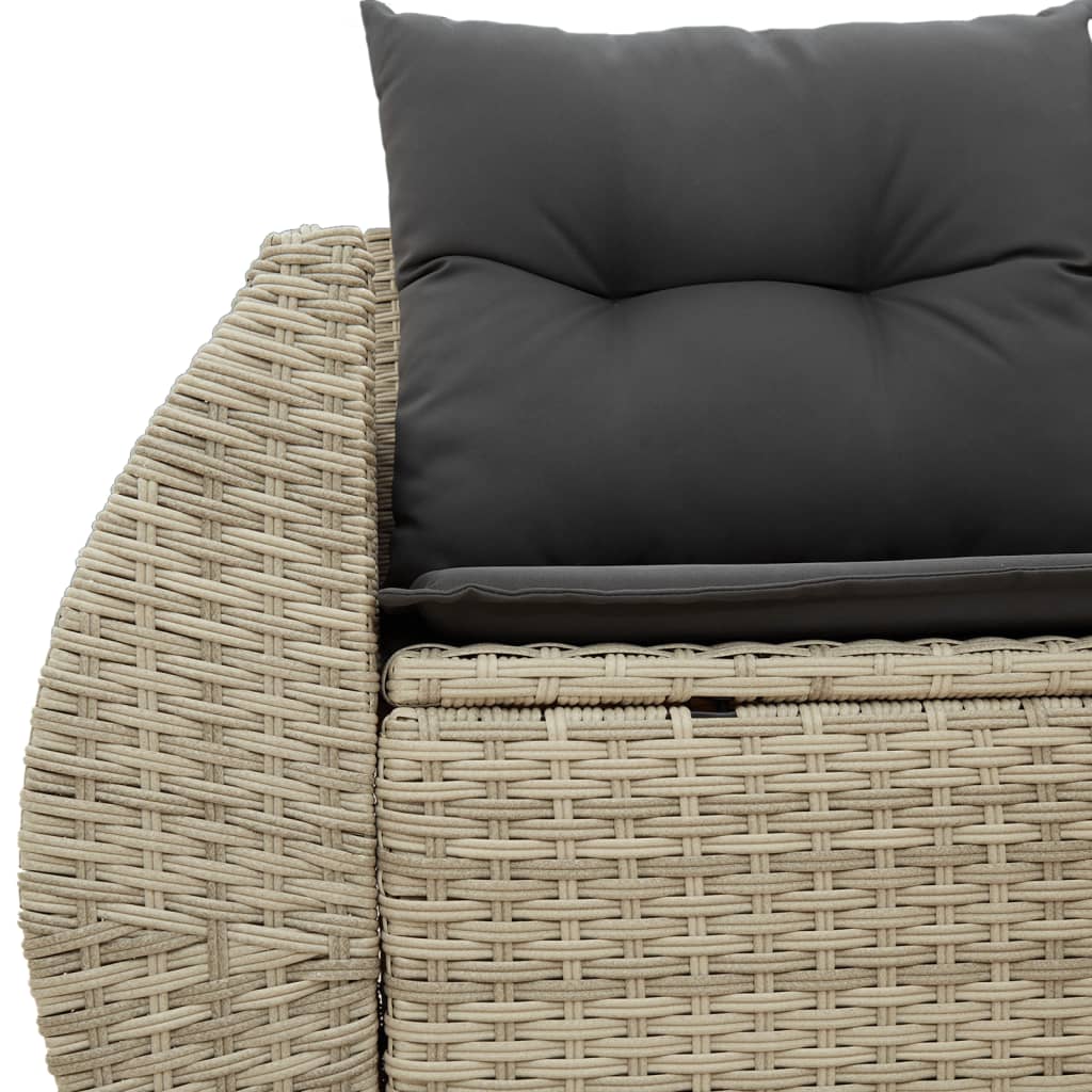 Gartensofa Mit Kissen 2-Sitzer Hell Poly Rattan