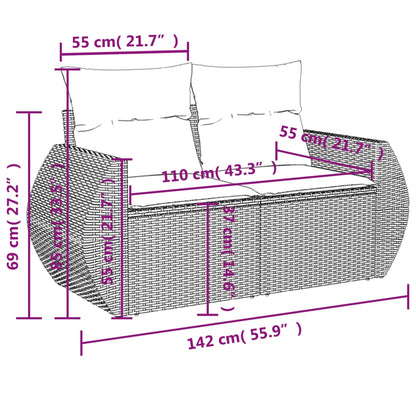 Gartensofa Mit Kissen 2-Sitzer Hell Poly Rattan