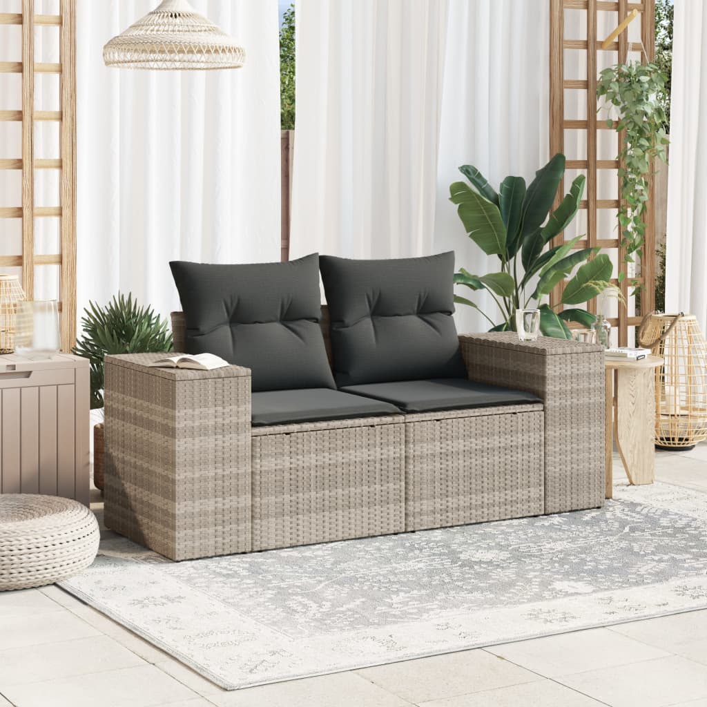 Gartensofa Mit Kissen 2-Sitzer Poly Rattan