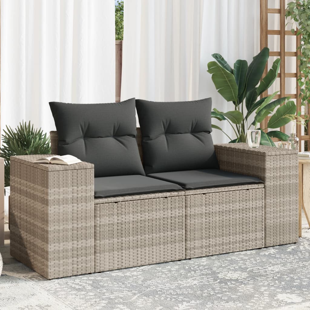 Gartensofa Mit Kissen 2-Sitzer Poly Rattan