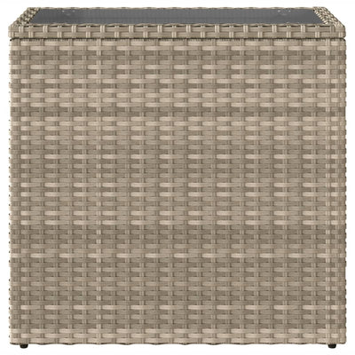 Garten-Beistelltisch Mit Glasplatte 58X27,5X55 Cm Poly Rattan