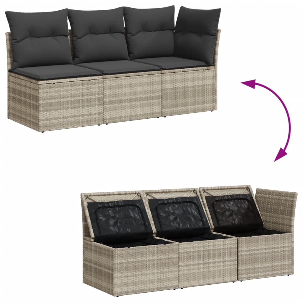 Gartensofa Mit Kissen 3-Sitzer Poly Rattan