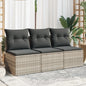 Gartensofa Mit Kissen 3-Sitzer Poly Rattan