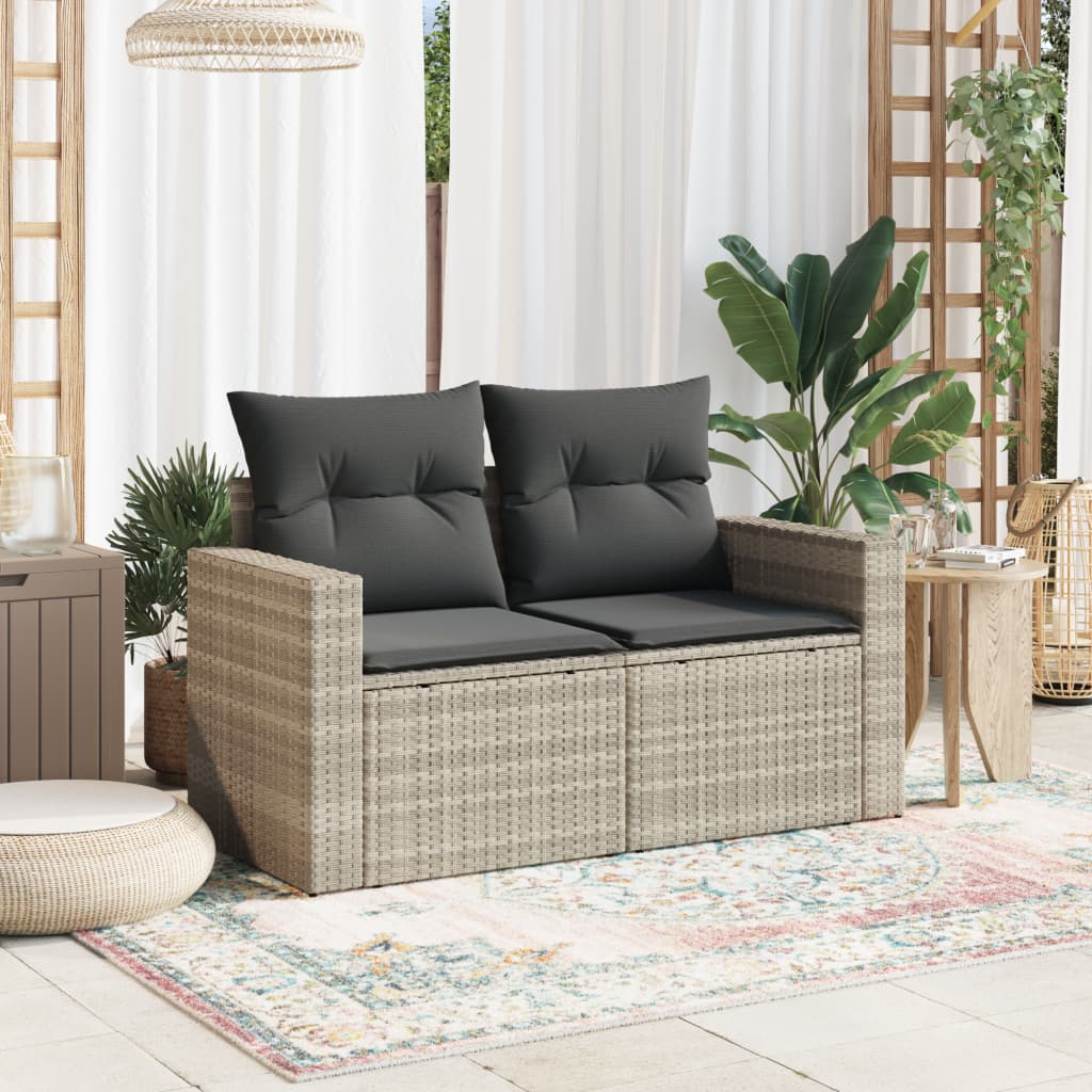 Gartensofa Mit Kissen 2-Sitzer Poly Rattan