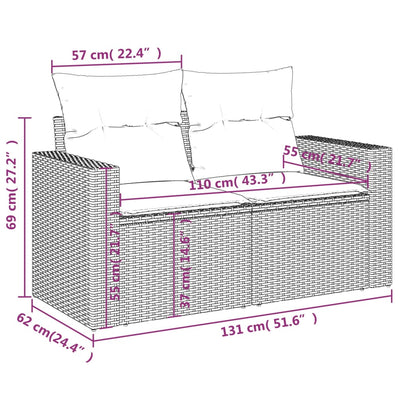 Gartensofa Mit Kissen 2-Sitzer Poly Rattan