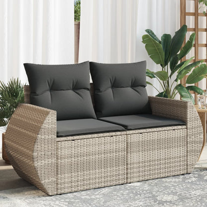 Gartensofa Mit Kissen 2-Sitzer Hell Poly Rattan