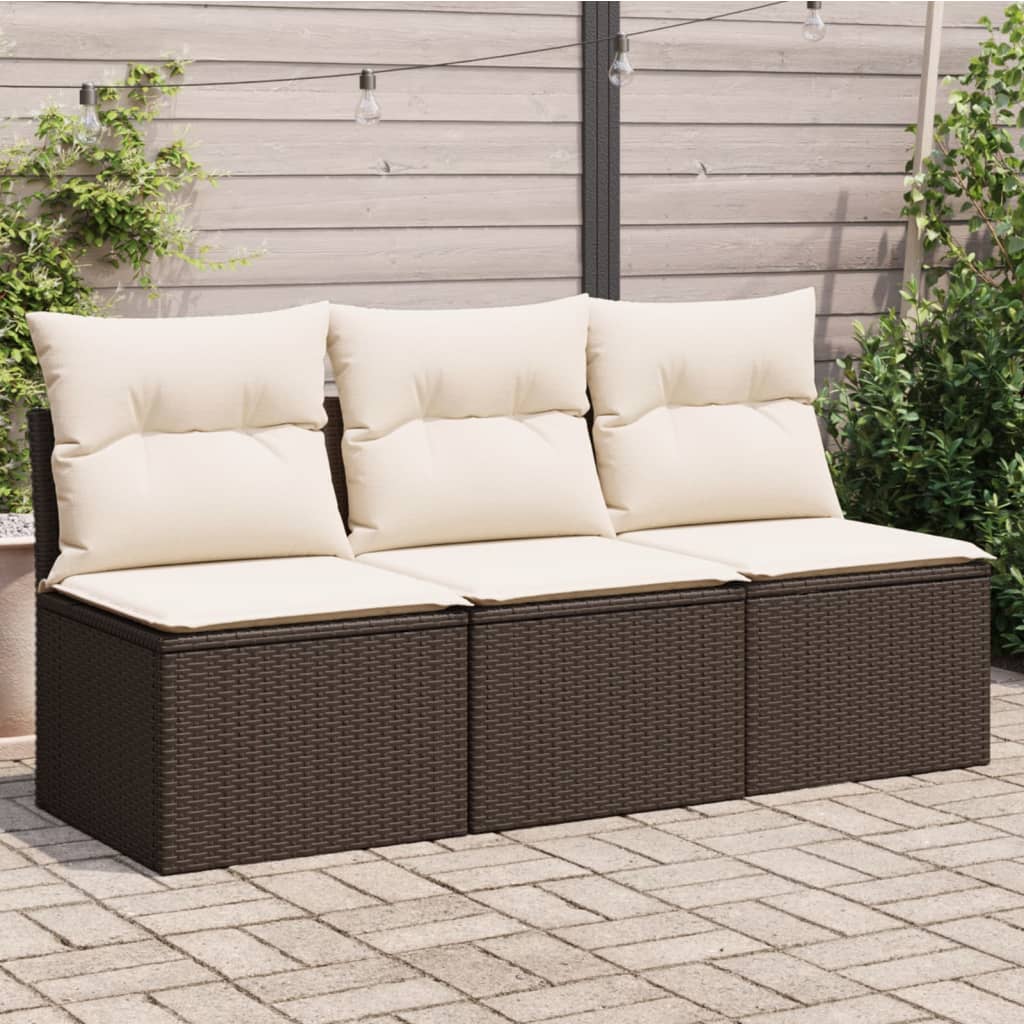 Gartensofa Mit Kissen 3-Sitzer Poly Rattan