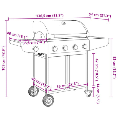 Gasgrill Mit 5 Flammen Silbern Edelstahl