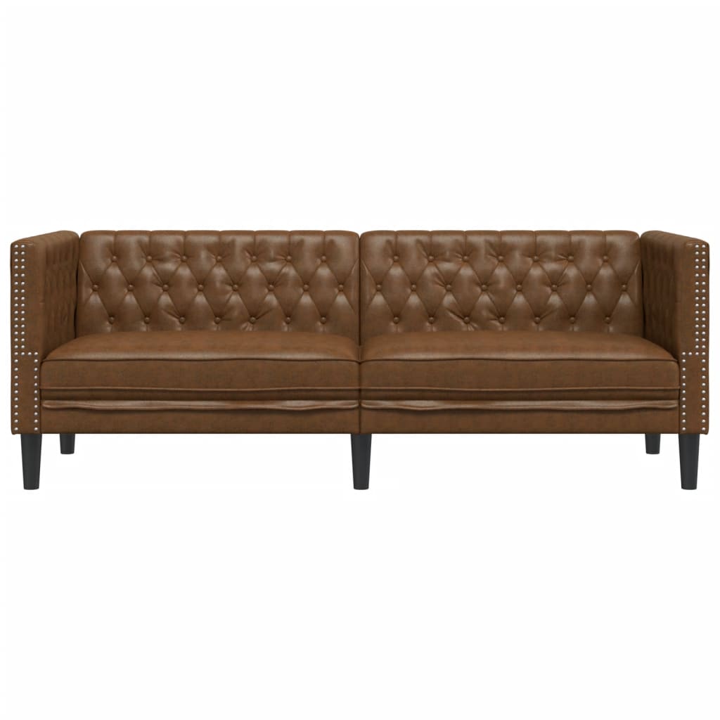 Chesterfield-Sofa Kunstleder In Wildleder-Optik