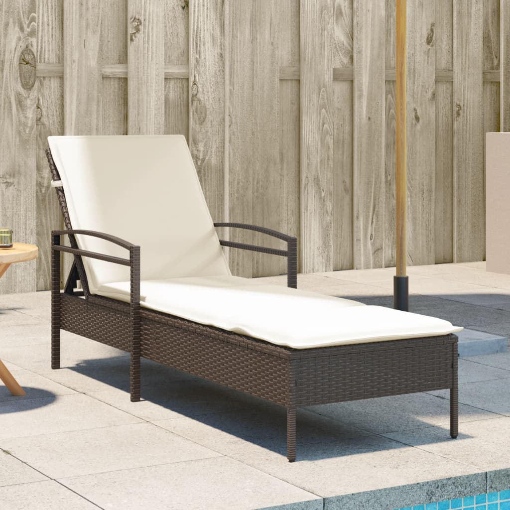 Sonnenliege Mit Auflage 63X200X81 Cm Poly Rattan