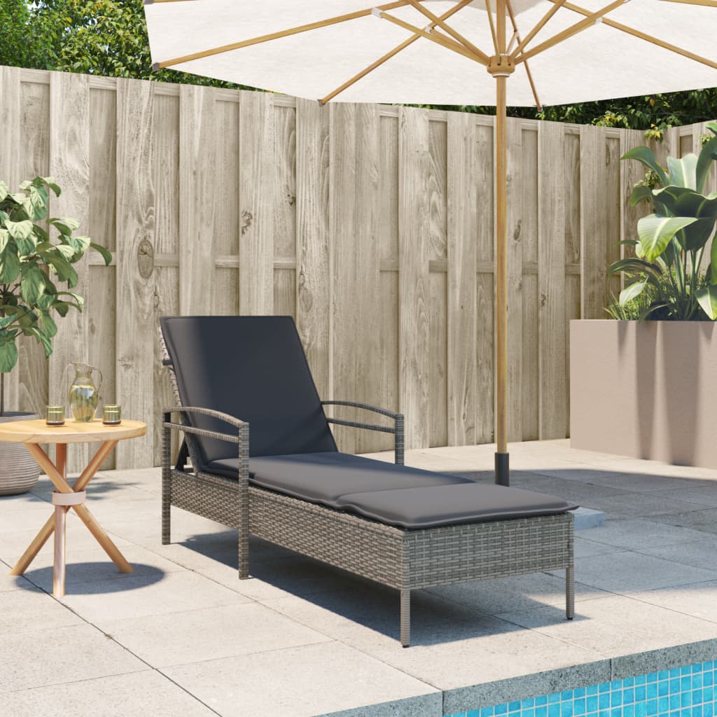 Sonnenliege Mit Auflage 63X200X81 Cm Poly Rattan