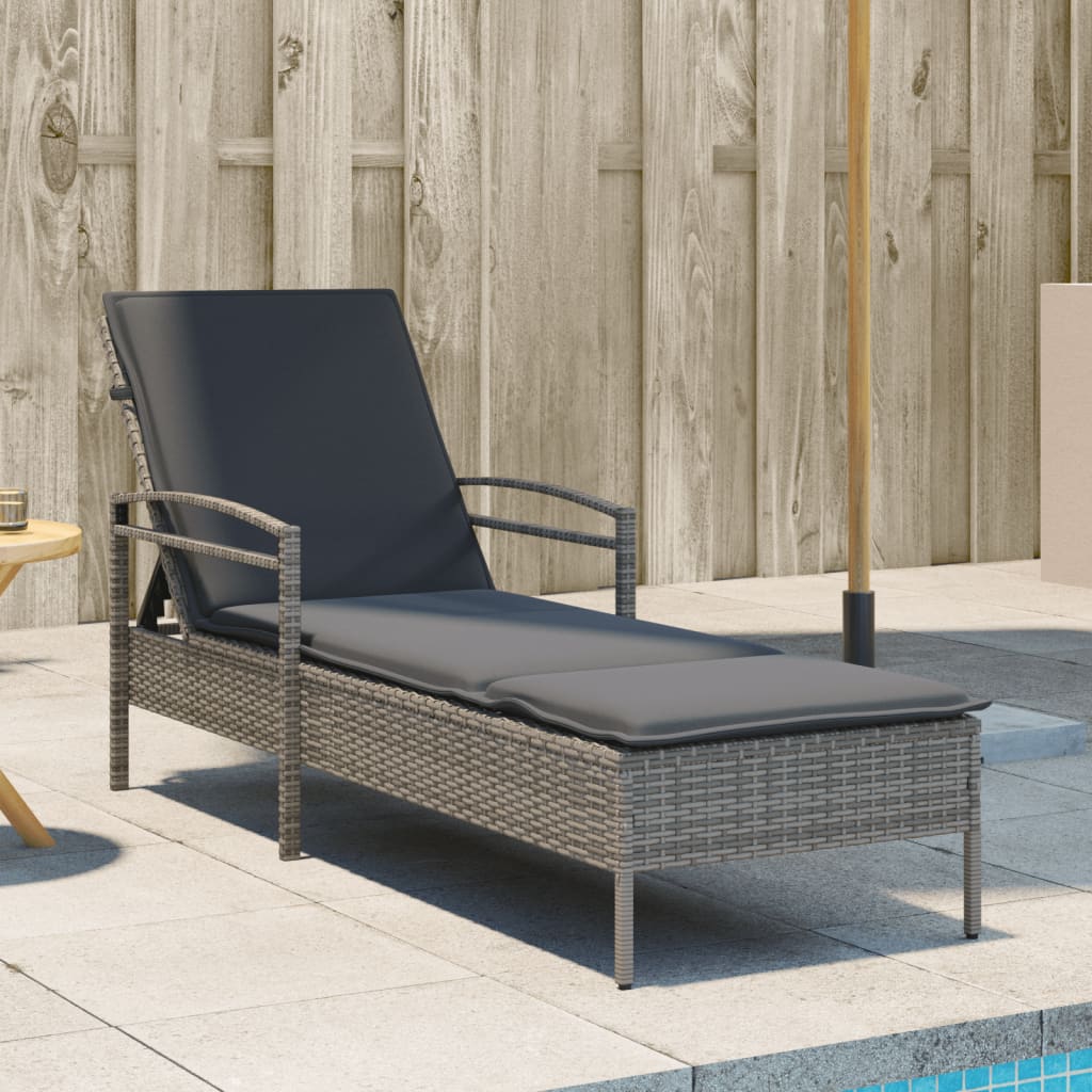 Sonnenliege Mit Auflage 63X200X81 Cm Poly Rattan