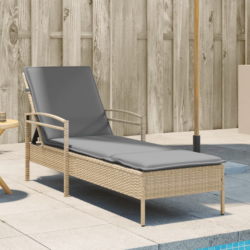 Sonnenliege Mit Auflage 63X200X81 Cm Poly Rattan