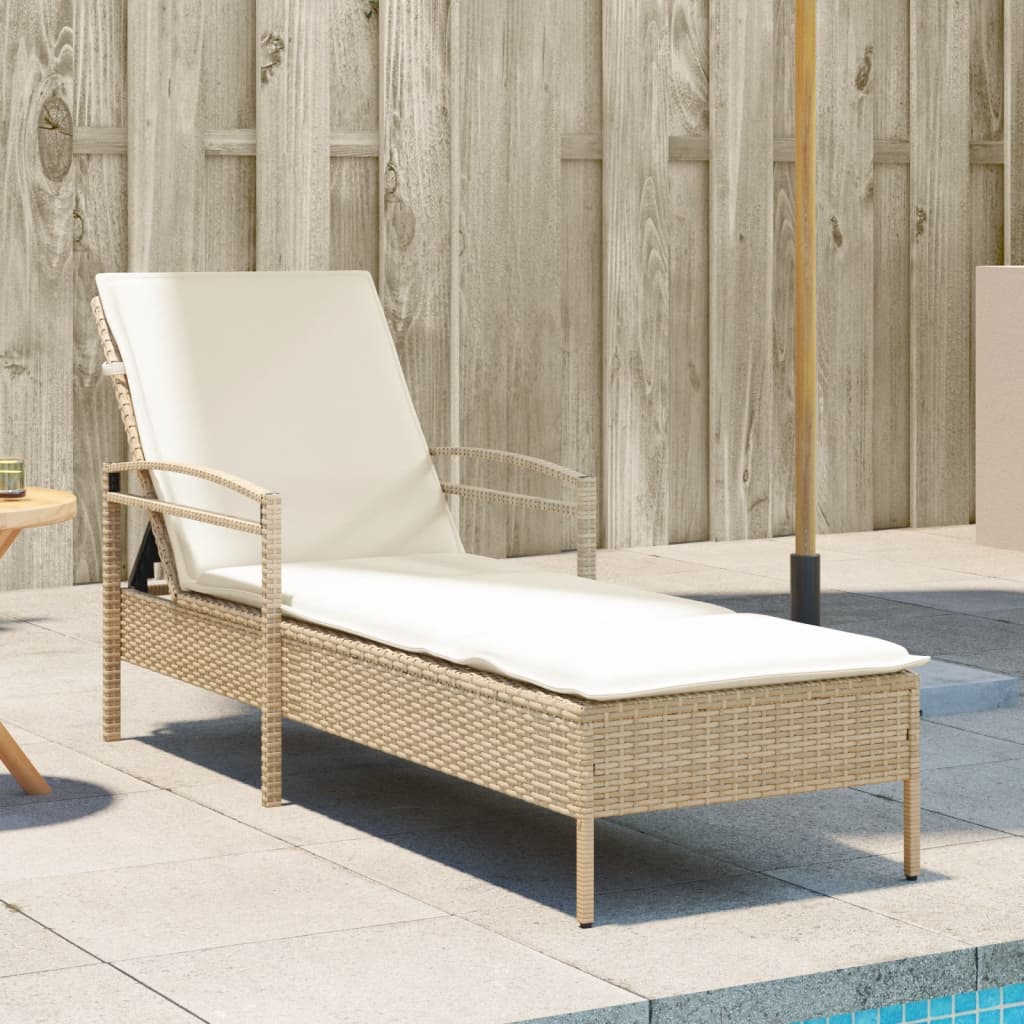 Sonnenliege Mit Auflage 63X200X81 Cm Poly Rattan