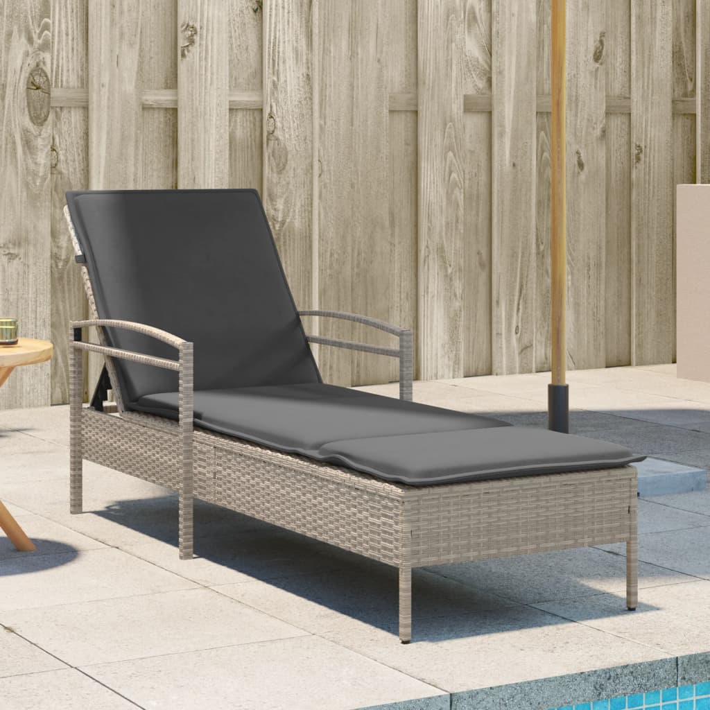 Sonnenliege Mit Auflage 63X200X81 Cm Poly Rattan