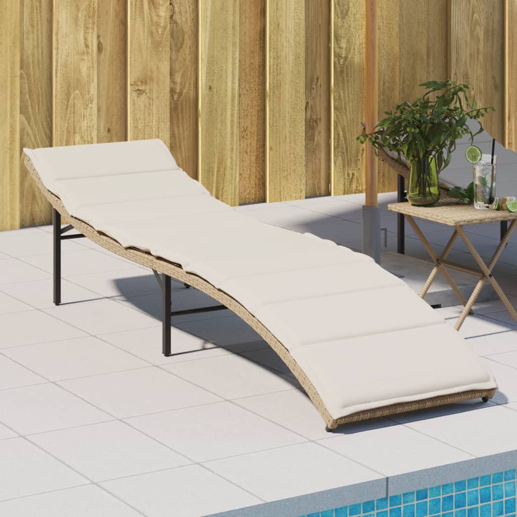 Sonnenliegen 2 Stk. Mit Tisch Poly Rattan