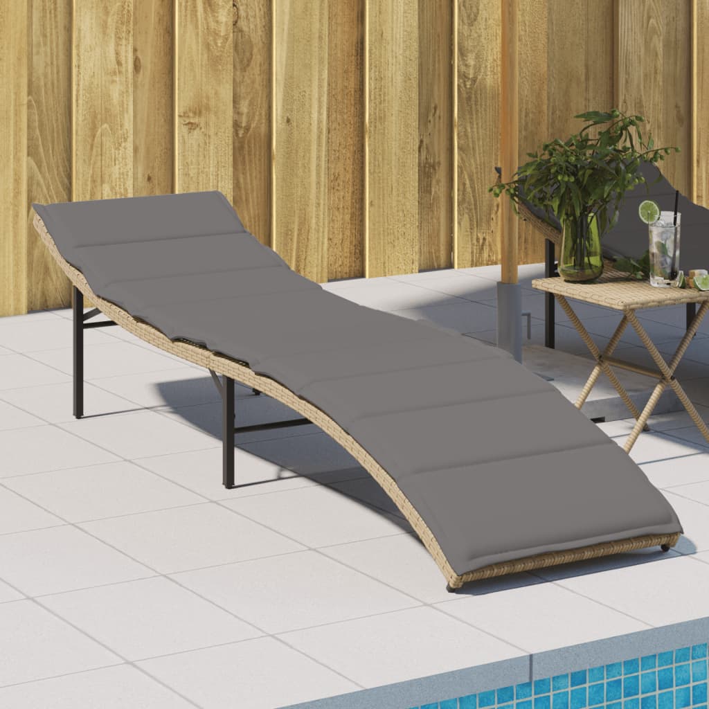 Sonnenliegen 2 Stk. Mit Tisch Poly Rattan