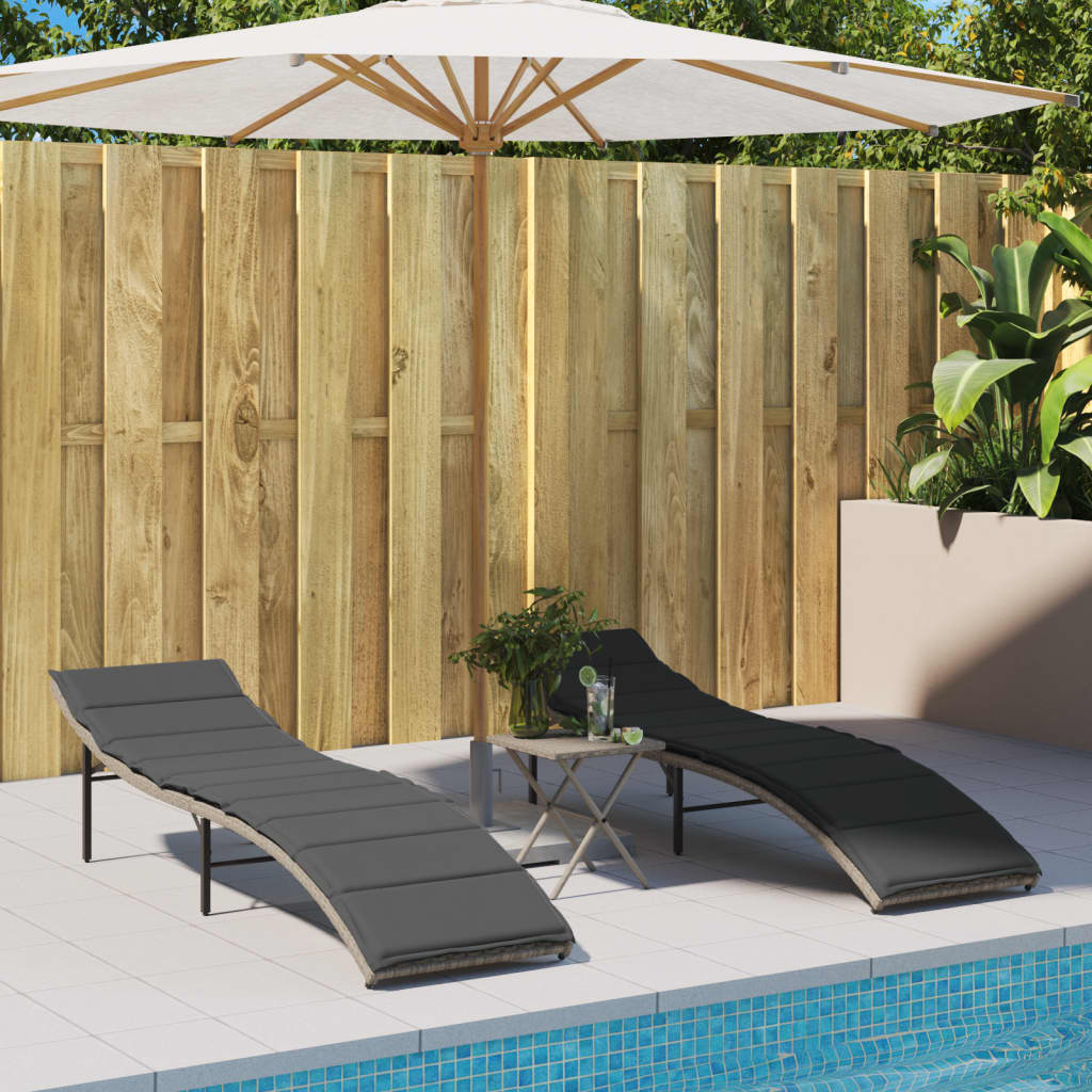 Sonnenliegen 2 Stk. Mit Tisch Poly Rattan