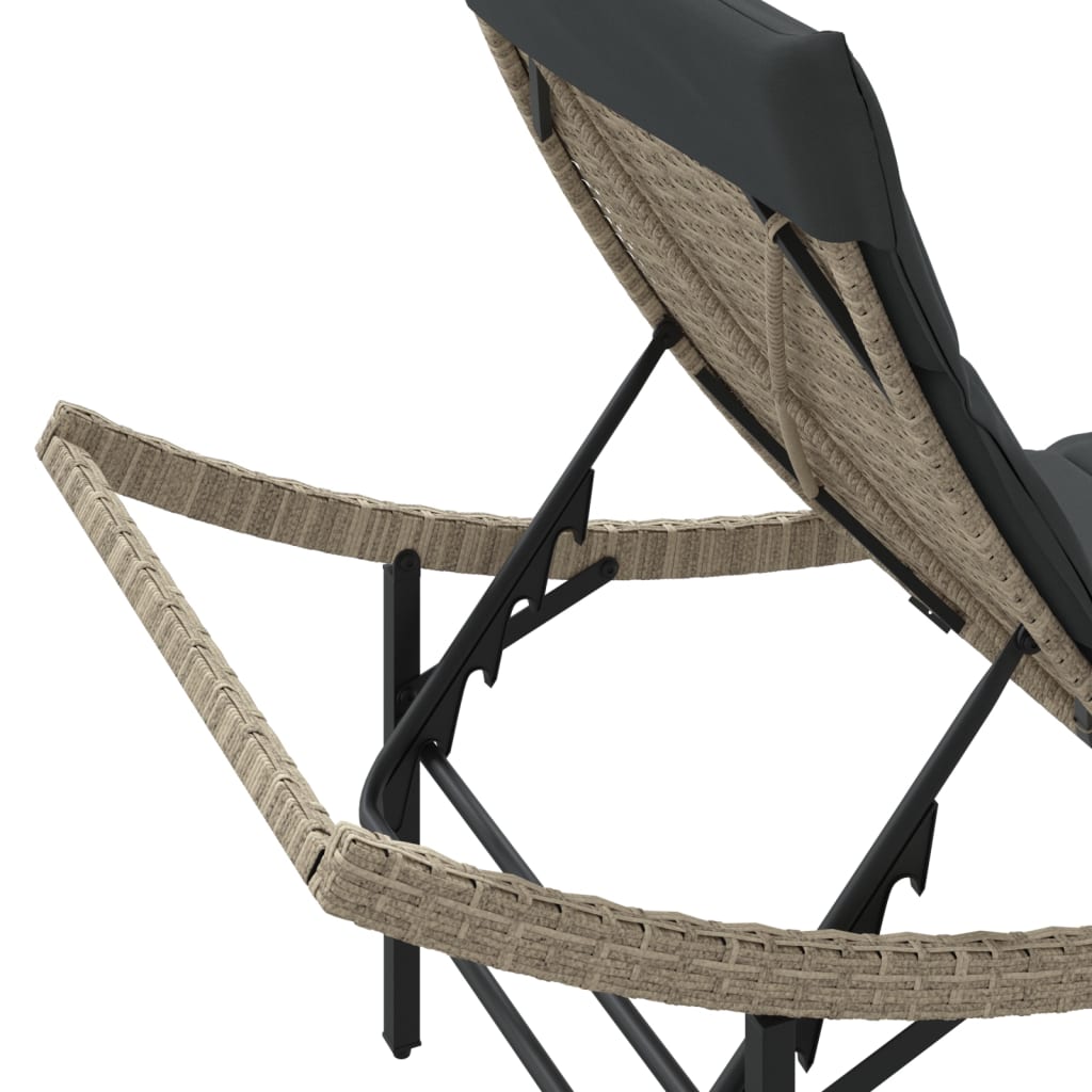 Sonnenliegen 2 Stk. Mit Tisch Poly Rattan