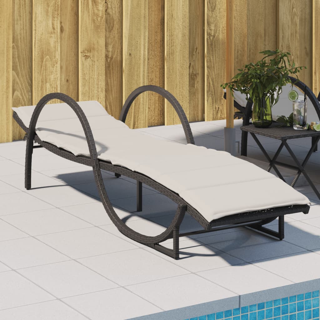 Sonnenliegen 2 Stk. Mit Tisch Poly Rattan