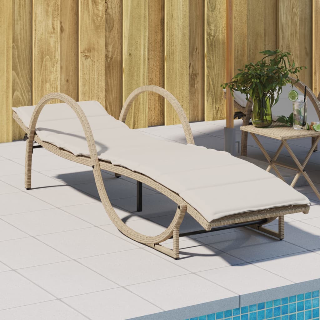 Sonnenliegen 2 Stk. Mit Tisch Poly Rattan