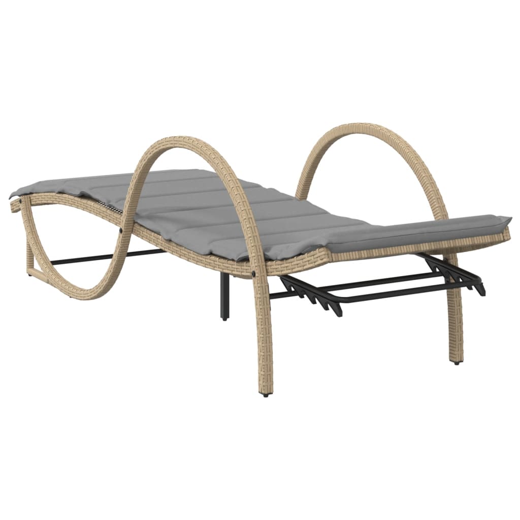 Sonnenliegen 2 Stk. Mit Tisch Poly Rattan