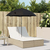 Doppel-Sonnenliege Mit Kissen & Sonnenschirm Poly Rattan