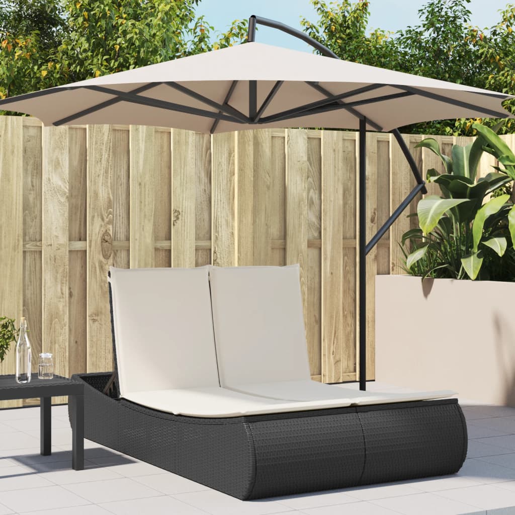 Doppel-Sonnenliege Mit Kissen Poly Rattan