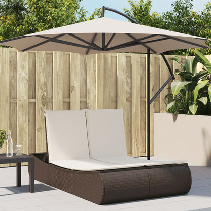 Doppel-Sonnenliege Mit Kissen Poly Rattan