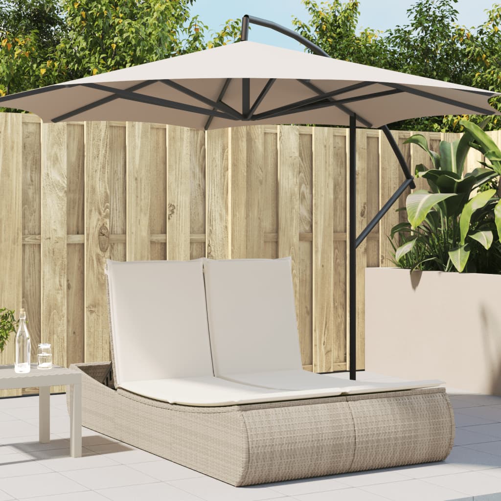 Doppel-Sonnenliege Mit Kissen Poly Rattan